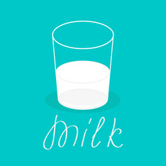 Milk glass. Flat design. Card.