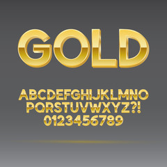 Gold Font and Numbers, Eps 10 Vector, Editable for any Backgroun