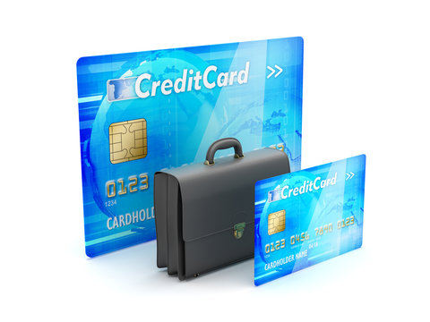 Business briefcase and credit cards as business symbols