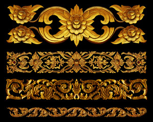 Ornament elements, vintage gold floral designs
