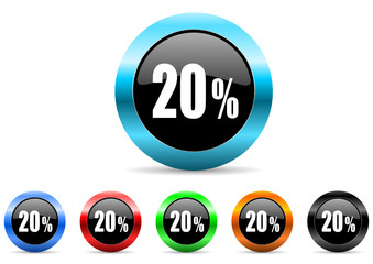 20 percent icon vector set