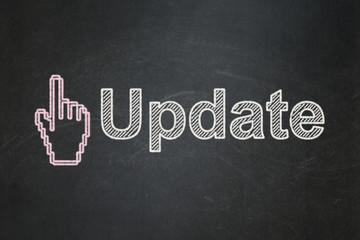 Fototapeta premium Web development concept: Mouse Cursor and Update on chalkboard