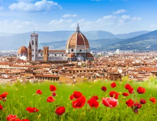 Fotobehang Firenze Florence, Duomo en Giotto& 39 s Campanile.