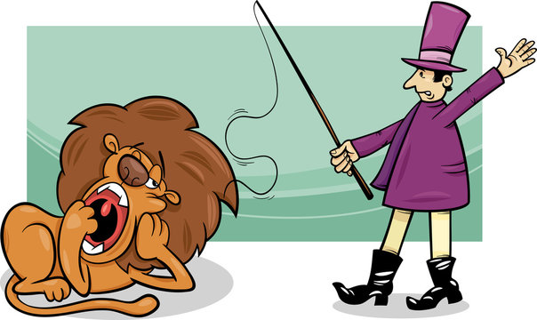 Tamer And Bored Lion Cartoon