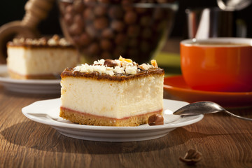 cheesecake with nuts on plate