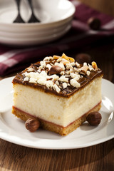 cheesecake with nuts on plate