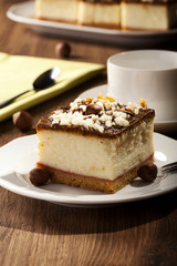 cheesecake with nuts on plate