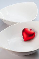 White bowls and red heart