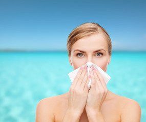 beautiful woman with paper tissue
