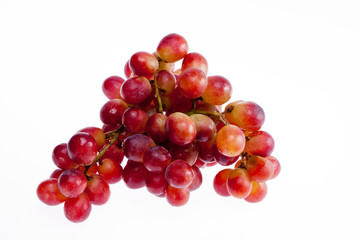 bunch of red grapes isolated on white background