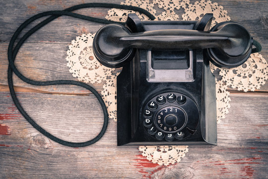 Old-fashioned rotary telephone
