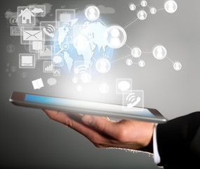 Manager with tablet computer