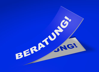 3D Etikett Blau - Beratung