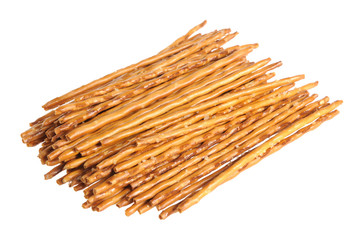 Crispy wheat straw with salt isolated on white