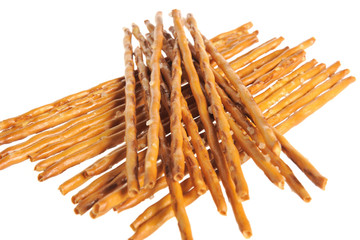 Crispy wheat straw with salt isolated on white