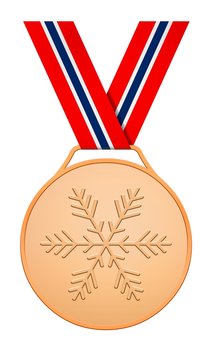Medal with red white blue ribbon for Winter games