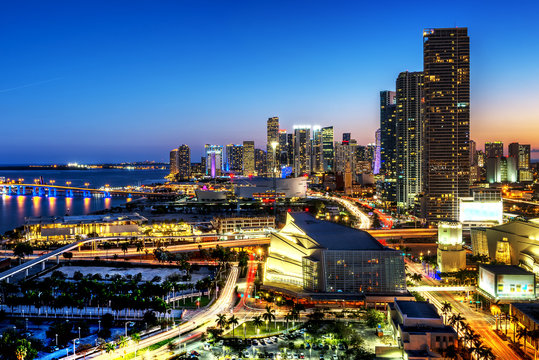 Miami Downtown At Night