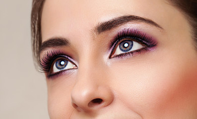 Beauty girl eyes with perfect bright makeup