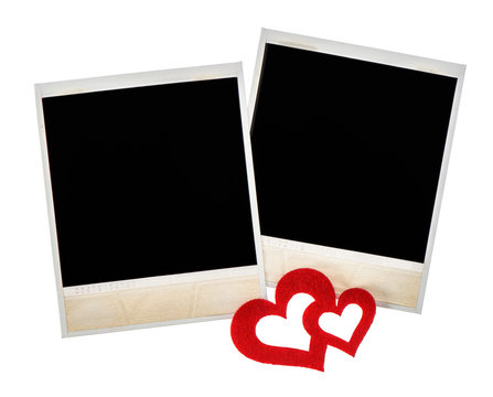 Vintage photo frames with heart decoration