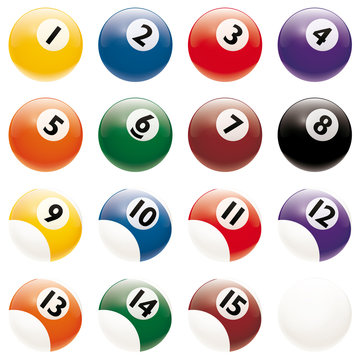 Realistic Billiards Balls vector isolated on white background