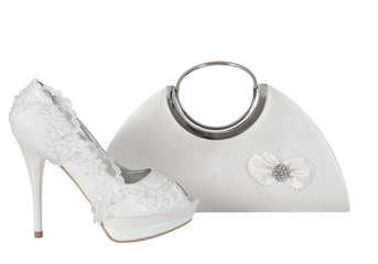 white wedding shoes bags accessories details