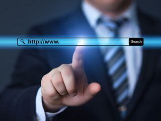 businessman pressing virtual button
