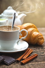 Black coffee, a cup of beans