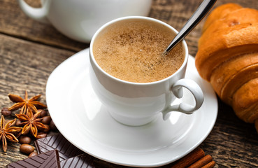 Black coffee, a cup of beans