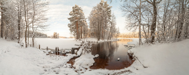 Winter wood lake
