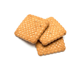 Square shaped cookies on a white background