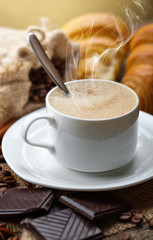 Black coffee, a cup of beans