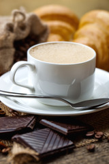 Black coffee, a cup of beans