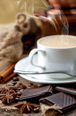 Black coffee, a cup of beans