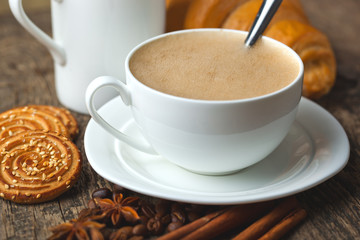 Black coffee, a cup of beans