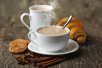 Black coffee, a cup of beans