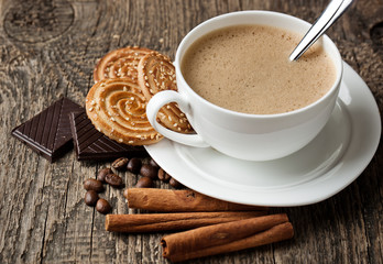 Black coffee, a cup of beans