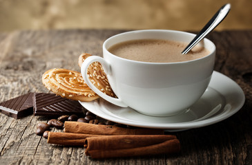 Black coffee, a cup of beans