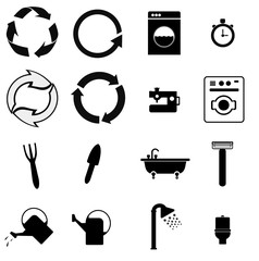 Hygiène, jardinage et recyclage en 16 icônes
