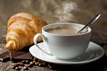 Black coffee, a cup of beans