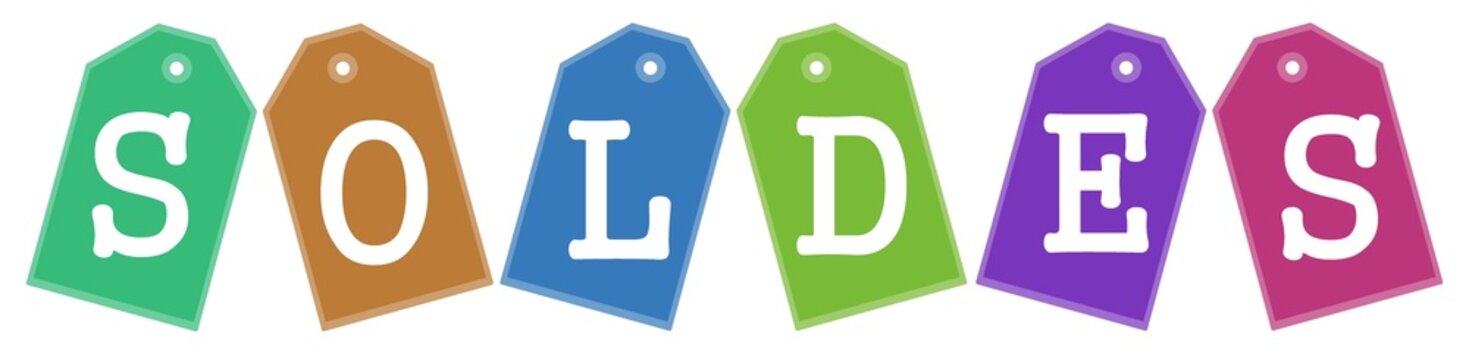 Soldes sur des &eacute;tiquettes de couleurs