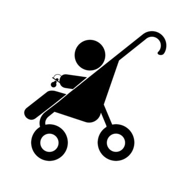 B&eacute;b&eacute; en poussette avec une t&eacute;tine