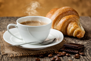 Black coffee, a cup of beans