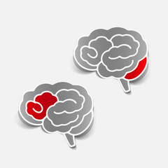 brain sticker, realistic design element
