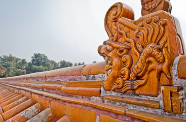 Fototapeta premium wall details in Temple of Earth, Beijing, China