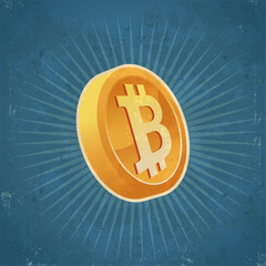 Retro Gold Bitcoin Coin