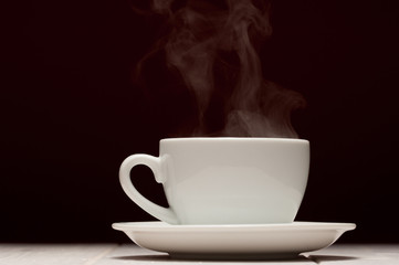 Cup of coffee with steam