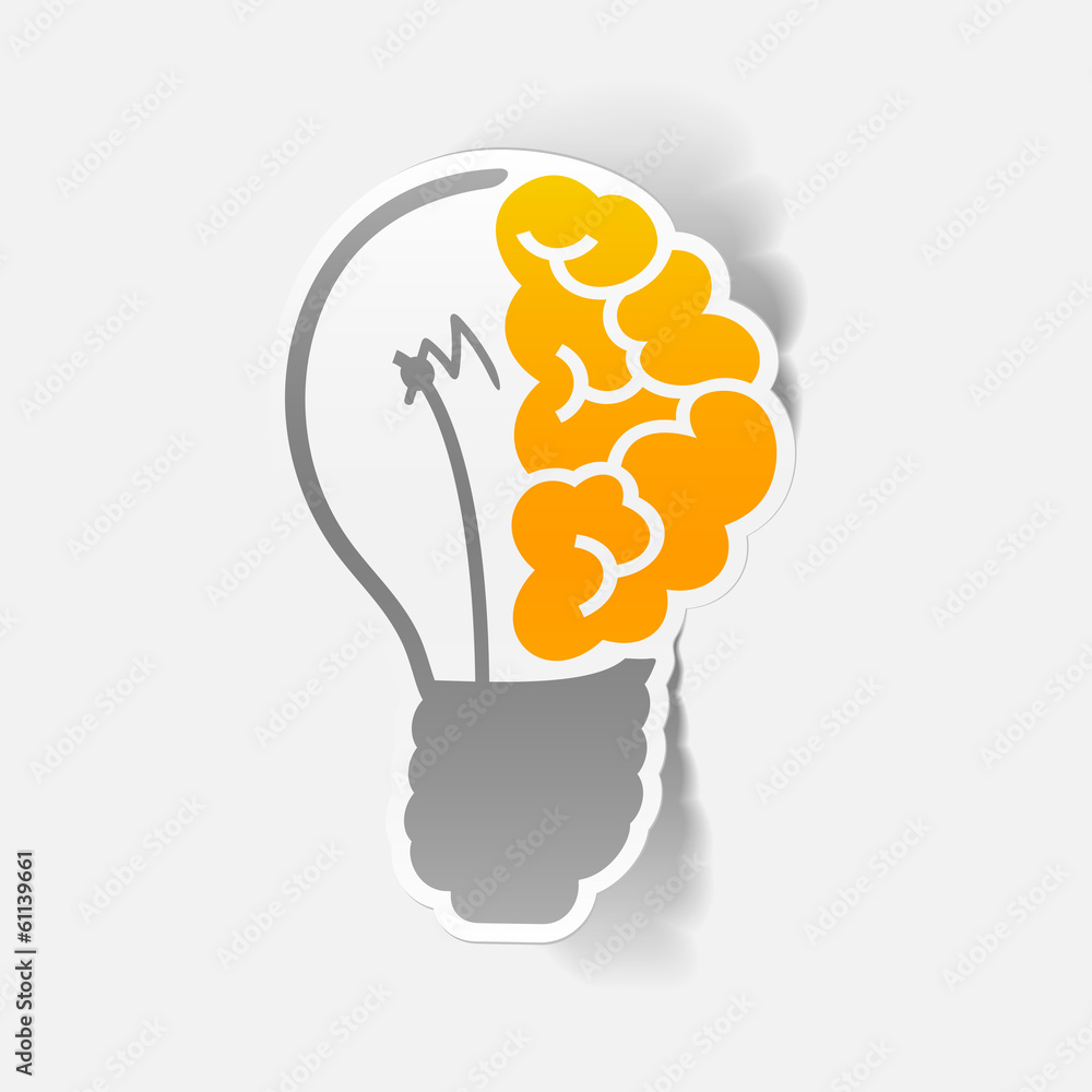 Sticker realistic design element: brain lamp