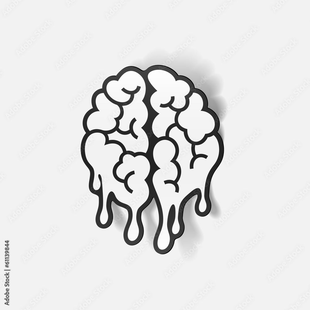 Sticker realistic design element: brain drop