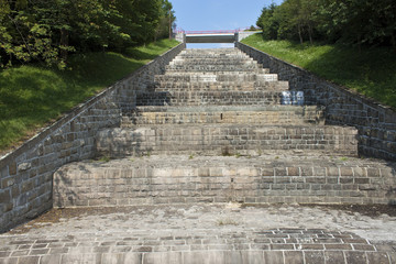 Fototapeta na wymiar Spillway of a dam Bystricka, Czech Republic