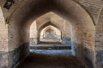 Fototapeta na wymiar View under Si-o-se bridge in Esfahan, Iran